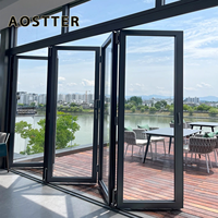 Porte patio extérieure pliante, double vitrage en aluminium, résistante aux chocs et à l'humidité pour villa résidentielle