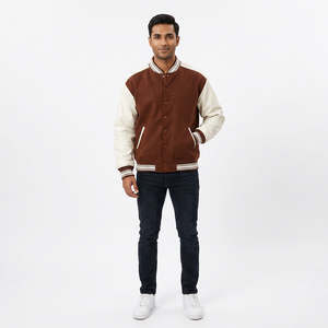 Comfortable Men's Canvas Varsity <b>Jacket</b> Stand Front Breathable <b>Waterproof</b> Windproof <b>Light</b> Weight High Quality Customizable - Product Image 1