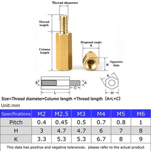 50 pz. M2.5*<span class=keywords><strong>L</strong></span>+4/5/6mm Distanziatori Esagonali in Ottone Maschio-Femmina, Pilastri per Schede PCB, Distanziatori per Schede Madri, Bulloni, Viti, Dadi con Filettatura Metrica - Product Image 5