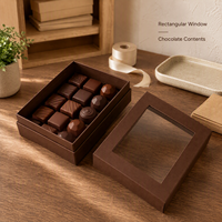 Boîte cadeau en chocolat personnalisée en deux parties, couleur brun foncé, avec séparateur, pour l'emballage de truffes et de bonbons