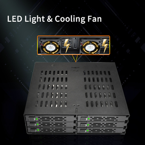 UNESTECH กล่องใส่ฮาร์ดดิสก์แบบ Hot Swap 6 ช่อง ขนาด 2.5 นิ้ว SATA/SAS สำหรับ SSD/HDD ความหนา 9.5 มม.  พร้อมช่องใส่ฮาร์ดดิสก์แบบ Mobile Rack ขนาด 5.25 นิ้ว SATA - Product Image 3