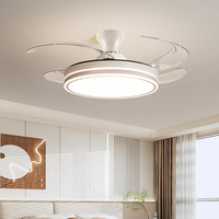Ventilateur de plafond à LED rétractable de 42 pouces avec lampes invisibles et télécommande Moteur à courant continu durable Lampes invisibles