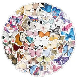 62 pezzi per confezione Butterfly Nature Series PET Sticker pack Retro Art Handbook Diary adesivo per Scrapbooking stazionario decorativo fai da te