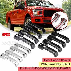 Coques de poignées de portières de voiture avec clé intelligente + Ensemble de garnitures de panneaux de poignées de portières extérieures pour Ford F-150 F150 F-250/HD F-350/HD 15-19 - Product Image 1