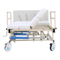 Lit médical manuel pour patient paralysé à domicile, 3 manivelles, lit de soins infirmiers à domicile avec toilettes