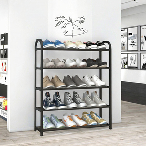 <span class=keywords><strong>Scarpiera</strong></span> in <span class=keywords><strong>Plastica</strong></span> a Quattro Ripiani Multifunzionale Stile Moderno <span class=keywords><strong>con</strong></span> Facile Installazione per Soggiorno, Nera, Contenitore Quadrato - Product Image 3