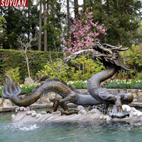 Décoration de jardin extérieure personnalisée, statue de dragon chinois antique grandeur nature en bronze, technique de moulage, impression offset SUYUAN