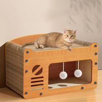 Lit-griffoir pour chat résistant à l'usure et sans débris, 2 en 1, intégré, toutes saisons, maison-canapé pour chat, jouet anti-griffures pour chat