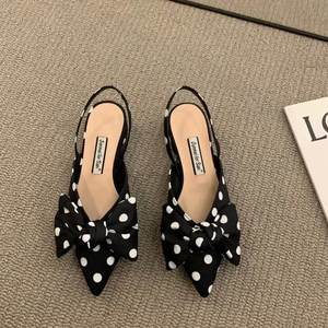 OEM/ODM French Thick Heel Bow <strong>Closed</strong> <strong>Toe</strong> <strong>Sandals</strong> Elegant Pointed Fashion <strong>Women's</strong> Shoes - Product Image 3