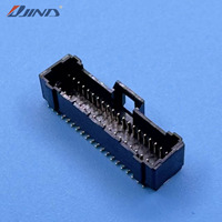 موصل SMT ثنائي الصف JINDA 1.0T-1-WT-2*10A (أسود) بخطوة 40 مم وسمك 1.0 مم، مع نقاط تلامس مطلية بالذهب للتثبيت السطحي لكابلات FPC وFFC المسطحة