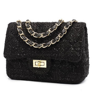 Bolso de Hombro Pequeño de Lana a Cuadros con Cadena de Diamantes, Estilo Fragante, Novedad 2026 - Product Image 1