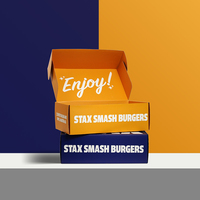 Boîte en carton ondulé pour emballage de hamburgers à emporter, en matériaux recyclés de qualité alimentaire, avec impression de logo personnalisé