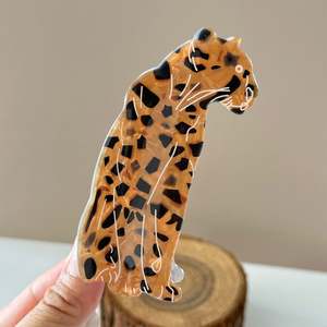 Pince à cheveux grande taille motif léopard noir Amérique, accessoire de mode fantaisie pour femme - Product Image 3