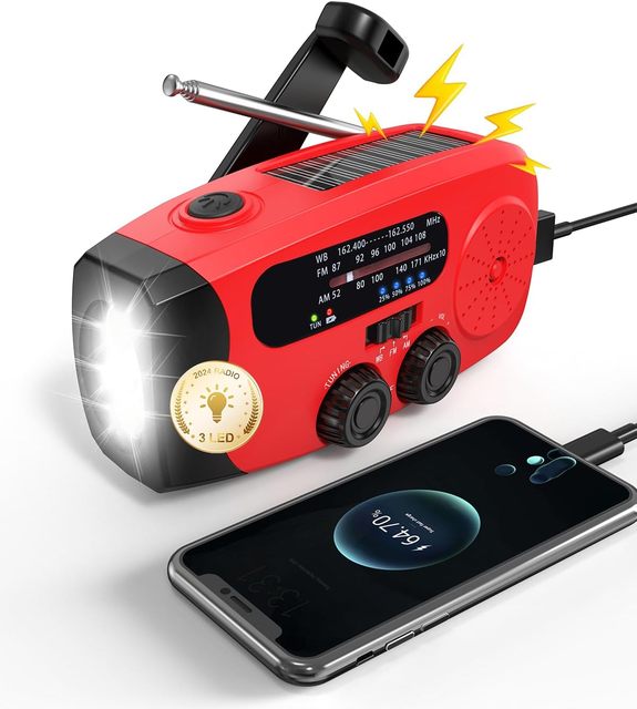 2000Mah Rechargeble Power Bank Portable Solar Hand Crank Noaa Weather Emergency Radio with Led Torch and Usb Phone Charge