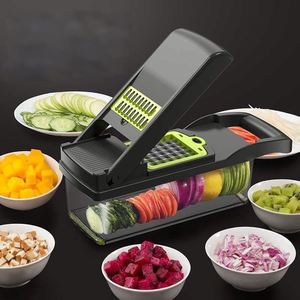 Multifunctional Stainless Steel 7-Piece Manual Vegetable Slicer Press Knife Container for Cucumbers <b>Garlic</b>-Easy Clean Kitchen - Product Image 1