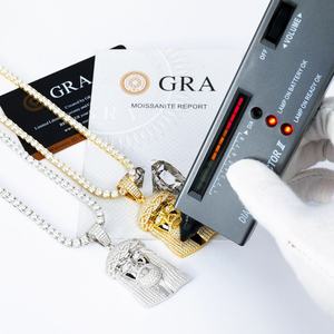 Wholesale Men's Moissanite 925 Silver Hip Hop Gold Plated Big Jesus Head Pendant Tennis Cuban <b>Rope</b> <b>Chain</b> Necklace - Product Image 3