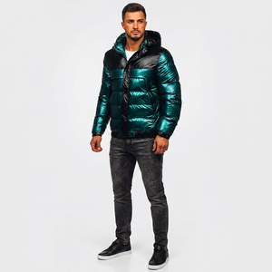 Veste matelassée de luxe pour homme, de haute qualité, pour l'hiver, couleur verte, col montant, logo sur le devant, option de logo personnalisé, tissu en toile, fils fins - Product Image 1