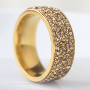 Bague en Zircon Doré Tendance pour Femme, Micro-Pavé Cinq Rangs, Bijou Cadeau pour Toutes Occasions - Product Image 2