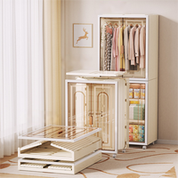 Armoire de rangement pliable en plastique empilable avec roulettes, organisateur de vêtements portable pour salon et chambre à coucher, visible