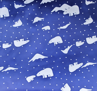 Tela laminada con estampado de oso polar azul real, 100% poliéster, impresa por transferencia de calor, para la producción de almohadillas de hielo.