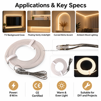 Bande LED néon flexible découpable à CRI élevé 90, tube en silicone 24V, lumière sans points pour armoire, vitrine FREE0408-23