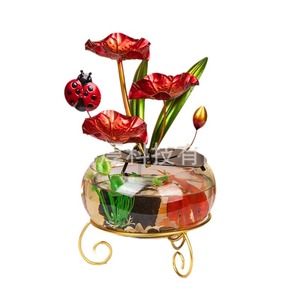 Lujosa Pecera Redonda de Metal con Agua Corriente, Decoración Feng Shui para Escritorio, Hogar, Oficina, Regalos Empresariales - Product Image 1