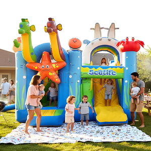 Château gonflable à thème marin en bâche PVC avec toboggan, château gonflable combiné avec toboggan, château gonflable Castillo Inflable Hupfburg - Product Image 1