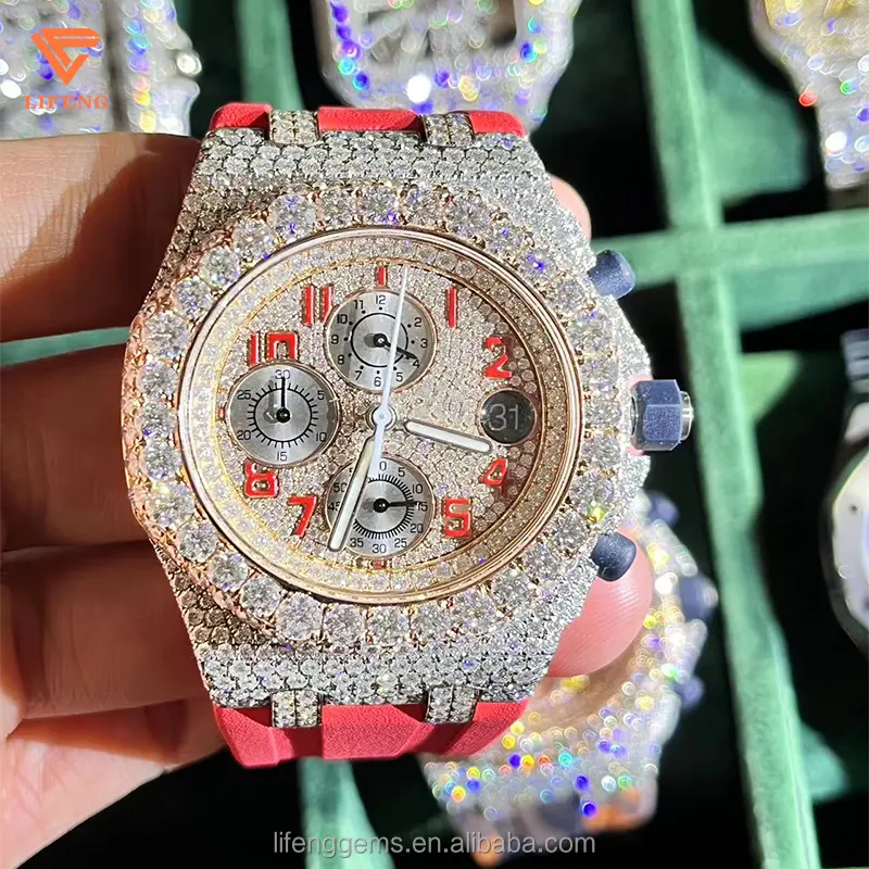 Men's watch luxury custom VVS moissanite 925 sterling silver watch Moissanite iced out jewelry ap watch for men