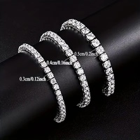 Bracelet Tennis en Argent Sterling 925 et Moissanite Plaqué Or 2mm, Style Hiphop Rock pour Hommes et Femmes, 12462 Fine Fashion