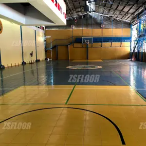 ZSFloor pp surface used wood basketball floors for sale with painting lines service