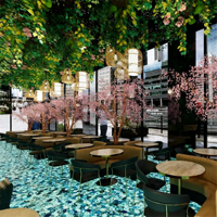 Meubles de restaurant modernes sur mesure, banquette, table haute et chaises de bar, solution tout-en-un pour restaurant
