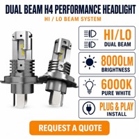 Ampoules de phare LED H4 à double faisceau 6300K, lumière blanche diurne, kit de mise à niveau de lumière blanche brillante, taille mini 1:1 pour l'éclairage automobile