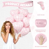 Ballons Cœur à Carreaux Rose et Blanc 18 Pouces en Aluminium pour Anniversaire Enfants Filles Mariage Douche Nuptiale Décoration de Fête