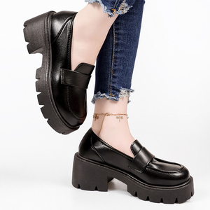 Nouvelles Chaussures <span class=keywords><strong>Femme</strong></span> Sexy à Talons Épais de 6,5 cm, Style Personnalisé, Bout Rond, <span class=keywords><strong>Mocassins</strong></span> pour Dames, Couleur Unie, Bride Fixe à la Cheville XiFY855 - Product Image 2