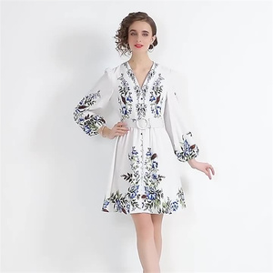 <span class=keywords><strong>KI</strong></span>- QW751-95 Femmes Dame Ressort Plus La Taille Mi Élégant Floral Habillé Jupe - Product Image 2