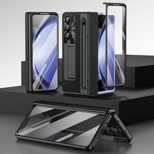 Custodia Premium per <span class=keywords><strong>Samsung</strong></span> Z FOLD 5 con Supporto, Vano Frontale per Penna, in PC Elettroplaccato e Cerniera in Pelle PU - Product Image 2