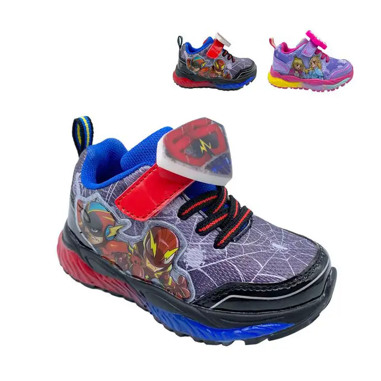 Children's Carton Sports Running Shoes and The Breath Mesh With Rubber Patch Kids Led Light Sports Shoes For Boy and Girl