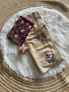Sari en Georgette Souple et Brillante Tissé à la Main pour Femme - Séchage Rapide, Protection Solaire, Tenue Traditionnelle Indienne pour Mariage et Fêtes - Product Image 3