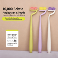 Brosse à dents ultra-douce à plus de 10 000 poils, courbe en S, pour le soin des gencives et l'élimination des taches, tête antibactérienne à séchage rapide
