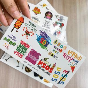 Tatuajes Temporales Coloridos y Ecológicos para Niños, con Diseños <span class=keywords><strong>de</strong></span> Feliz Año Nuevo, Resistentes al Agua, 8 Hojas, para Fiestas, Arte Corporal - Product Image 2