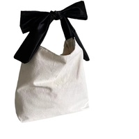 Sac fourre-tout en toile de style coréen minimaliste, frais et doux, avec nœud, grande capacité, tendance printemps, pour le shopping transfrontalier