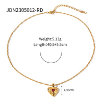 CZ coeur lave forme pendentif collier pêche coeur 18K pvd acier inoxydable clavicule chaîne pour les femmes