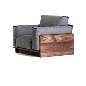 Maxky Italian Japanese-Style Solid Wood Black Walnut <strong>Sofa</strong> Single Modern Minimalist Fabric French <strong>Sofa</strong> Hoekbank Couch - Product Image 5