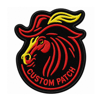 Patch brodé en sergé écologique, motif tête de taureau rouge, personnalisé, thermocollant, pour veste, jean, chapeau – Vente directe usine