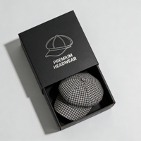 Boîte rigide en carton recyclable GoTop pour casquette de newsboy, gaufrage mat, lamination, insert personnalisé, emballage haut de gamme pour couvre-chefs