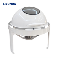Chauffe-Plat Professionnel LIYUNDA 6L à Couvercle Roulant, Chauffe-Plat à Vapeur en Acier Inoxydable Blanc, Noir, Argent pour Buffet, Traiteur et Fêtes