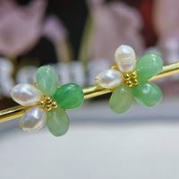 Boucles d'oreilles créoles plates en forme de pain, plaquées or 18 carats, micro-pavées de perles d'eau douce naturelles, pour femmes, tendance et authentiques