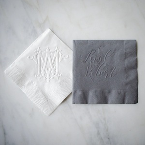 Serviettes <span class=keywords><strong>en</strong></span> <span class=keywords><strong>papier</strong></span> bleues personnalisées gaufrées jetables pour cocktails, avec logo imprimé - Product Image 3