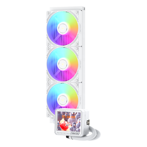 Refroidisseur d'unité centrale à eau ICE MONARCH VISION 360 WH pour boîtier d'ordinateur de jeu, avec roulement FDB, ARGB, compatible Intel LGA115X/1200/1700/1851 et AM4/AM5 - Product Image 1