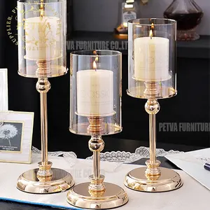 Gold Table Glass Plastic Candle Holders Decoration Centerpieces For 15 Years